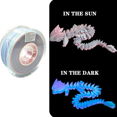 PINRUI Glow Rainbow PLA 1kg 1.75mm تغيير اللون في الظلام للطابعة ثلاثية الأبعاد